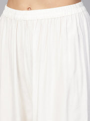 Women off-White Straight Elasticated Palazzo ( JOPL 2121 Off-White )