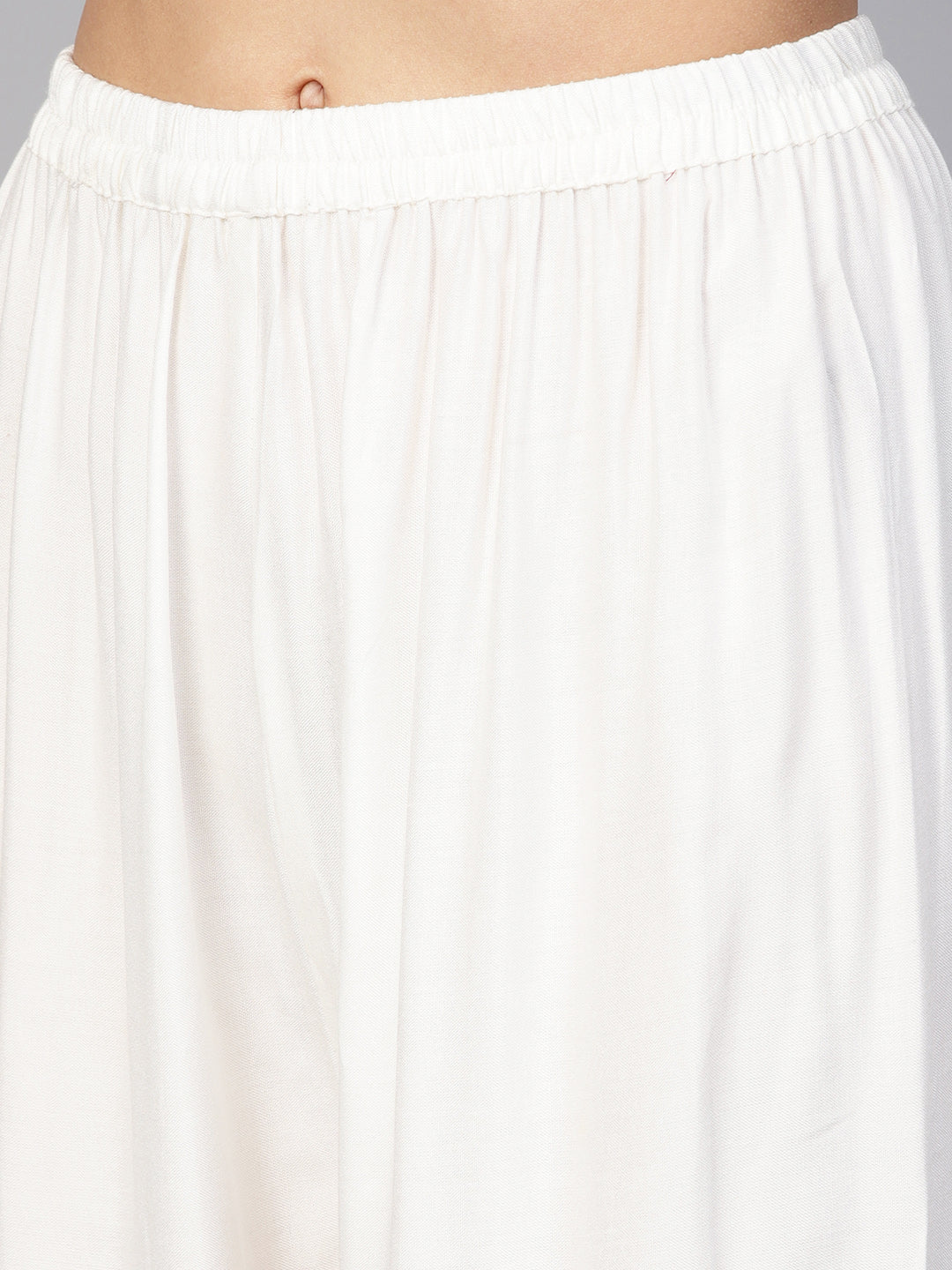 Off-White Palazzo Pants - Women's Rayon Wide Leg Trousers