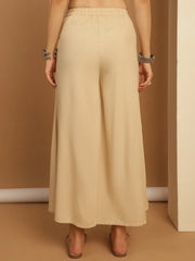 Women Beige Straight Partially Elasticated Palazzo-JOPL-2137Beige