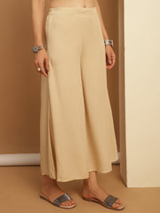 Women Beige Straight Partially Elasticated Palazzo-JOPL-2137Beige
