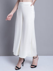 Women Off-White Straight Partially Elasticated Palazzo ( JOPL 2137Off-White )