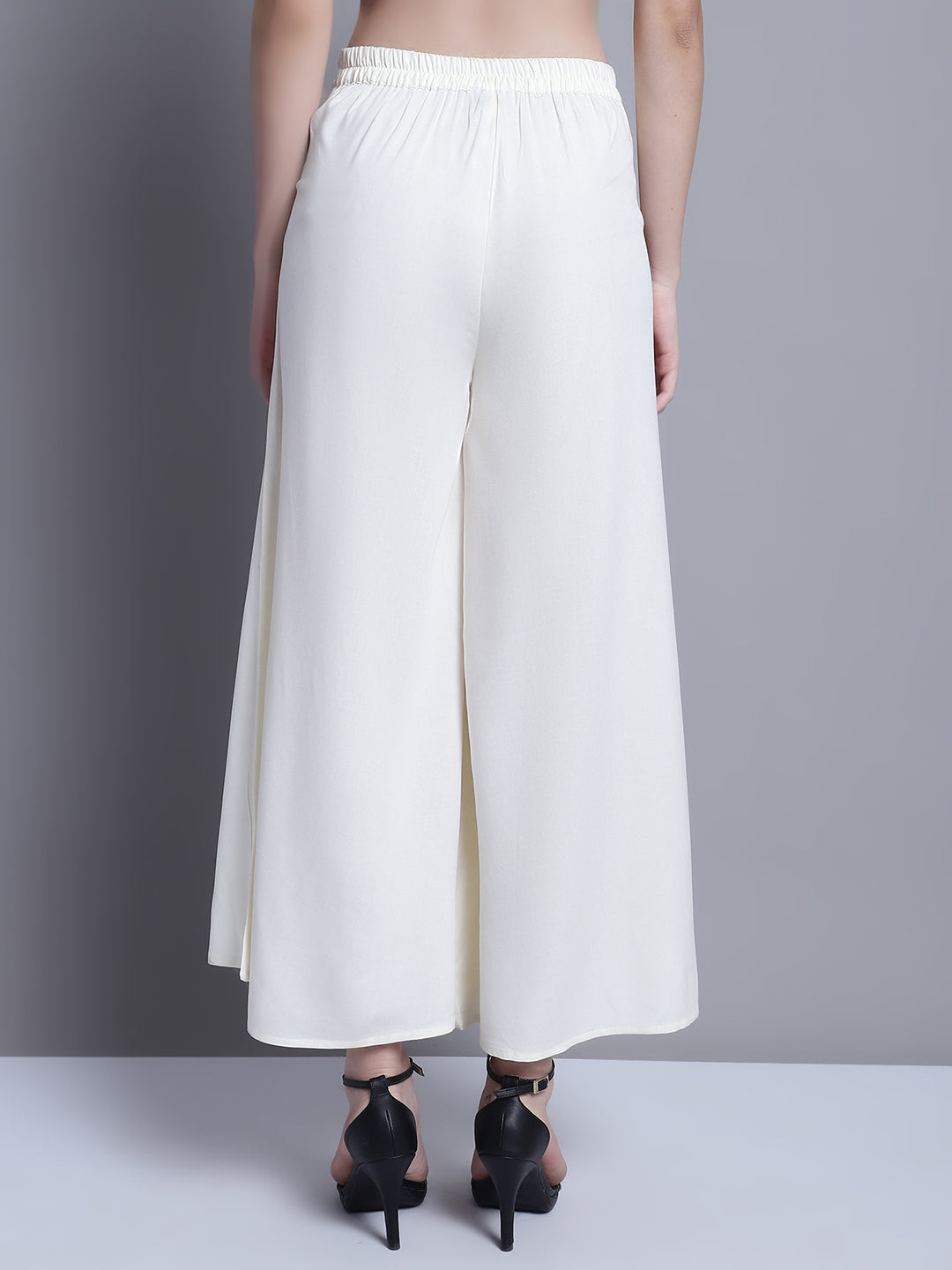 Off-White Palazzo Pants for Women - Wide Leg Trousers