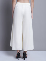 Women Off-White Straight Partially Elasticated Palazzo ( JOPL 2137Off-White )
