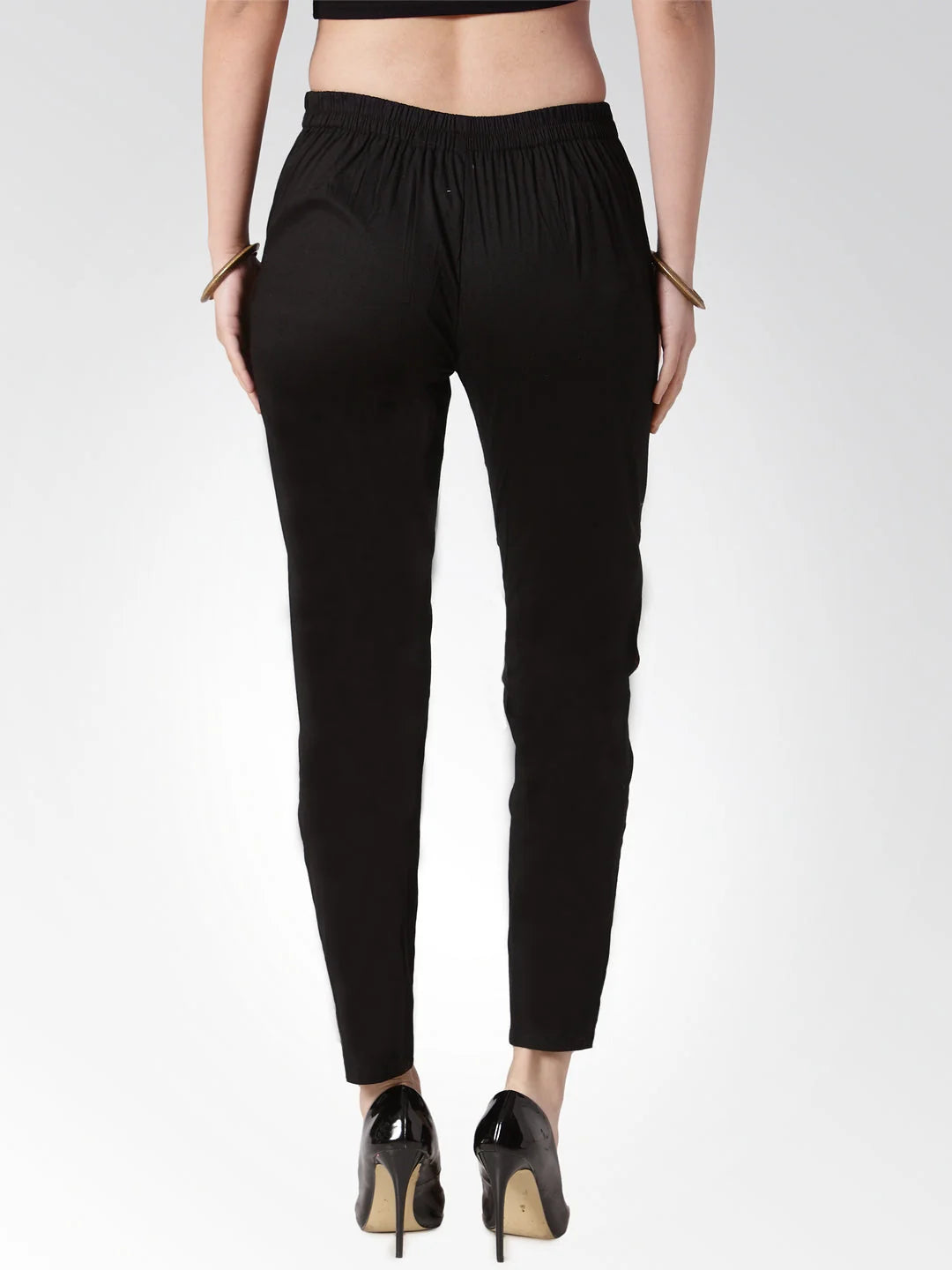 Black Slim Fit Trousers - Women's Cotton Pencil Pants Style