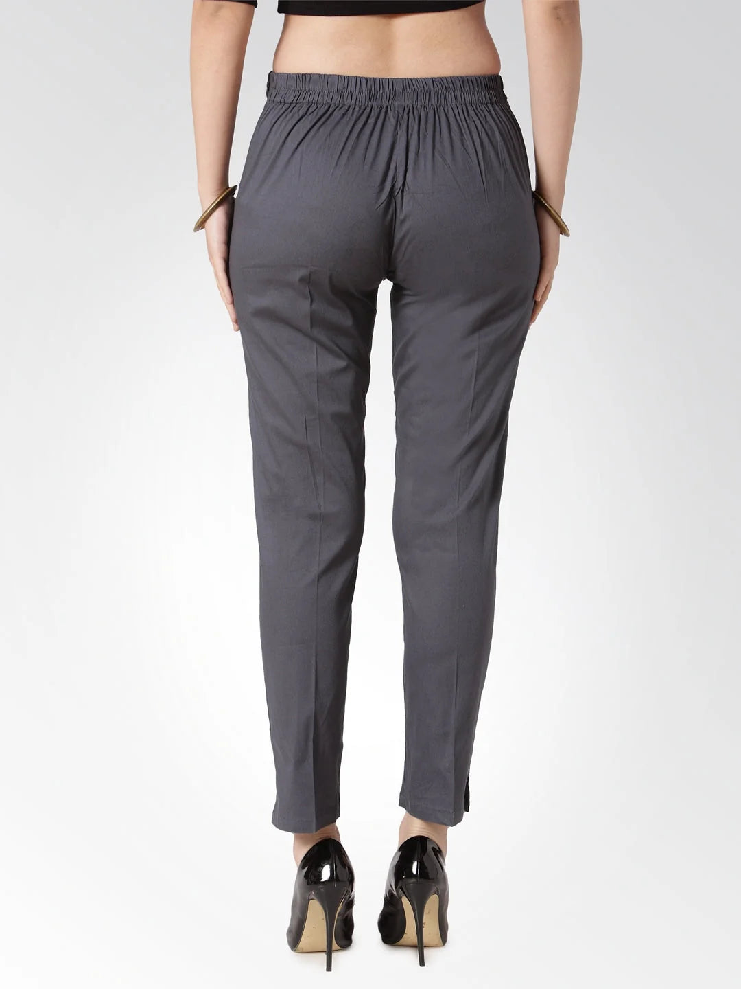 Grey Slim Fit Trousers - Women's Cotton Pencil Pants