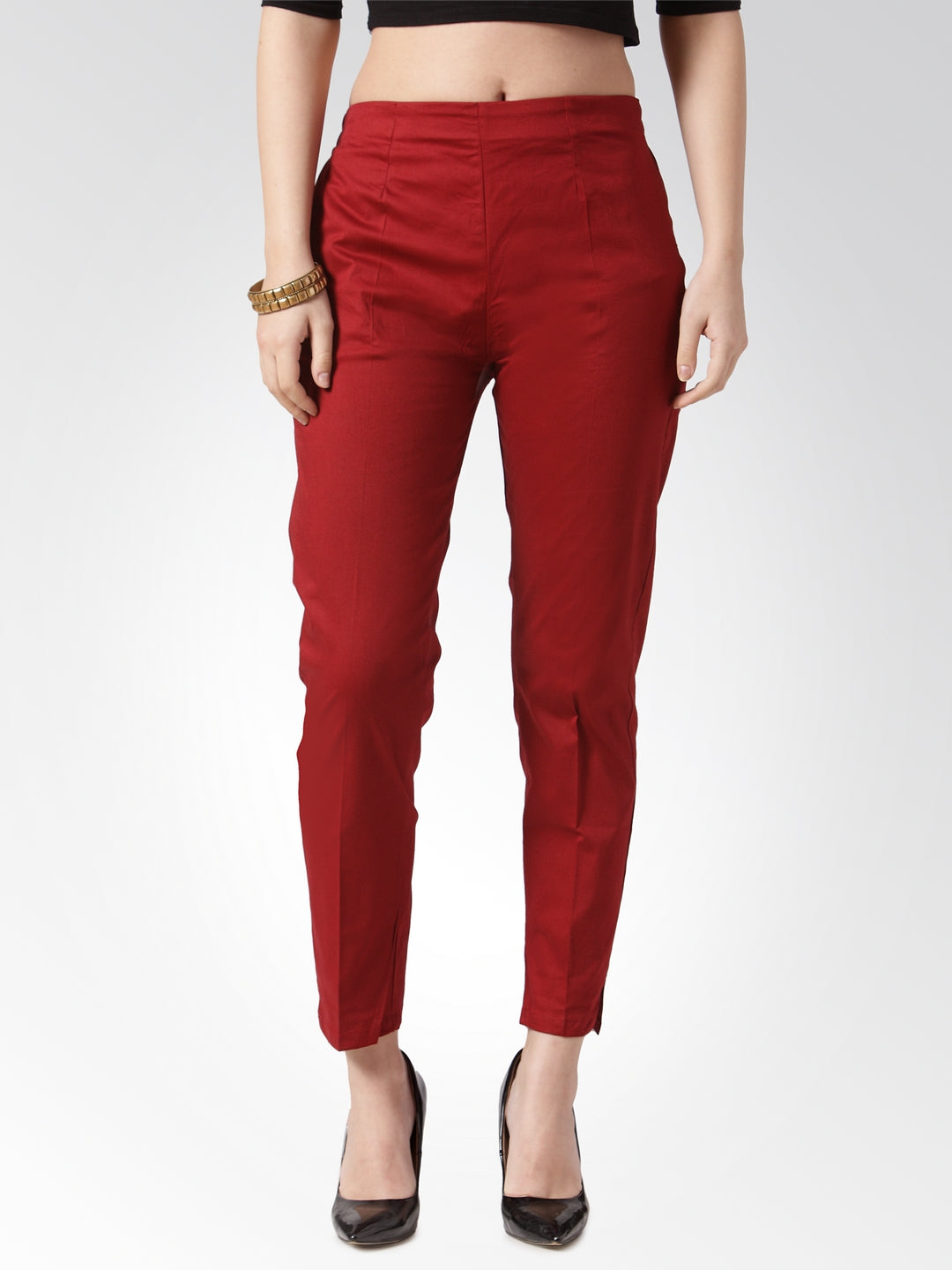 Maroon Slim Fit Trousers - Women's Palazzo Pants Alternative