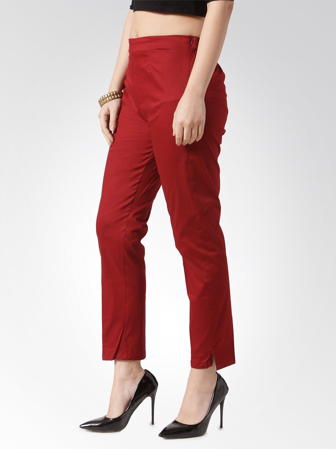 Maroon Slim Fit Trousers - Women's Palazzo Pants Alternative