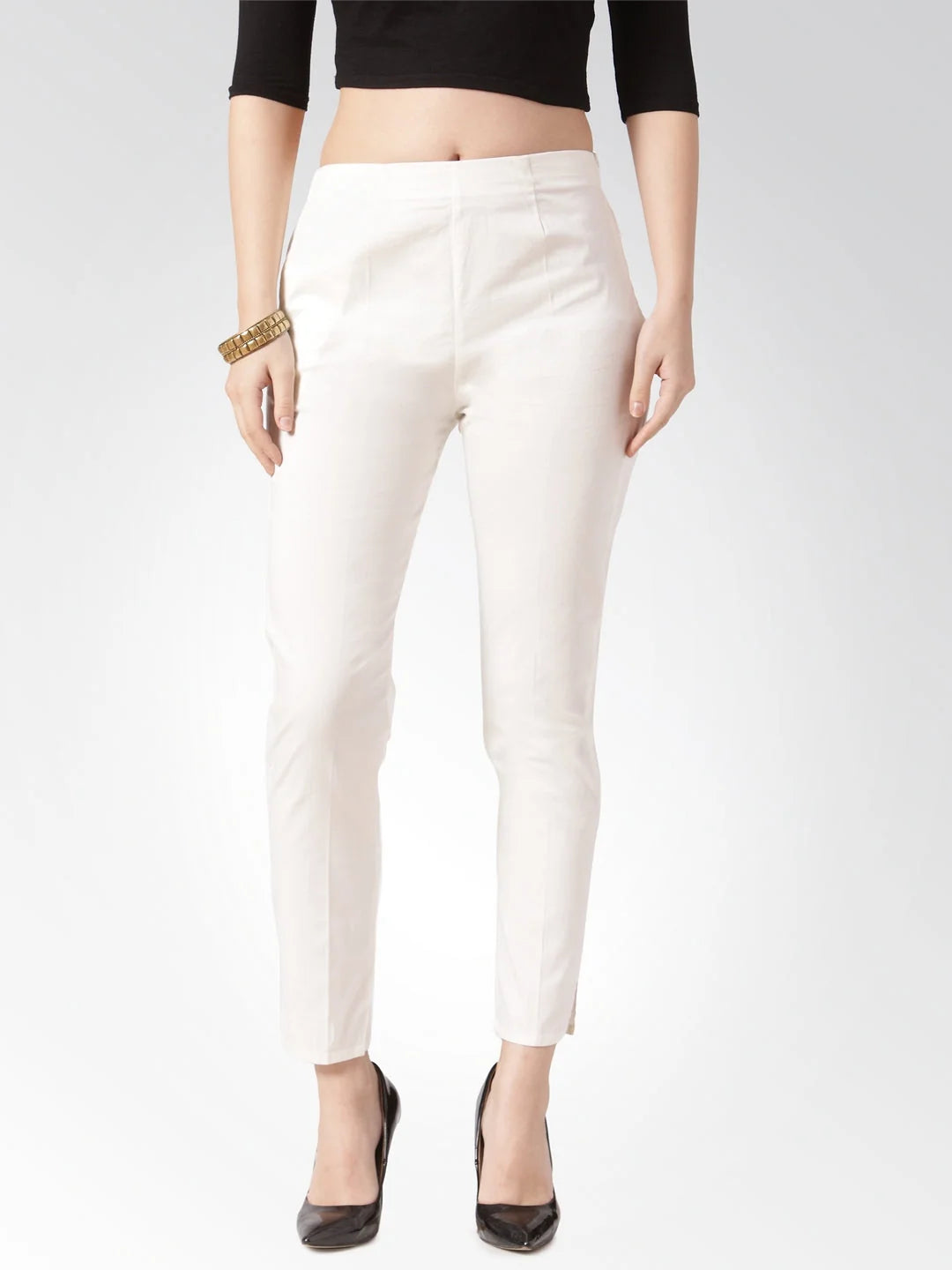Off-White Slim Fit Trousers - Women's Cotton Designer Pants