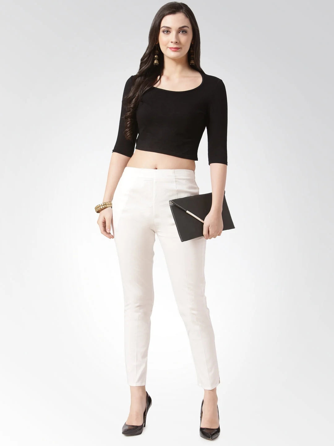 Off-White Slim Fit Trousers - Women's Cotton Designer Pants