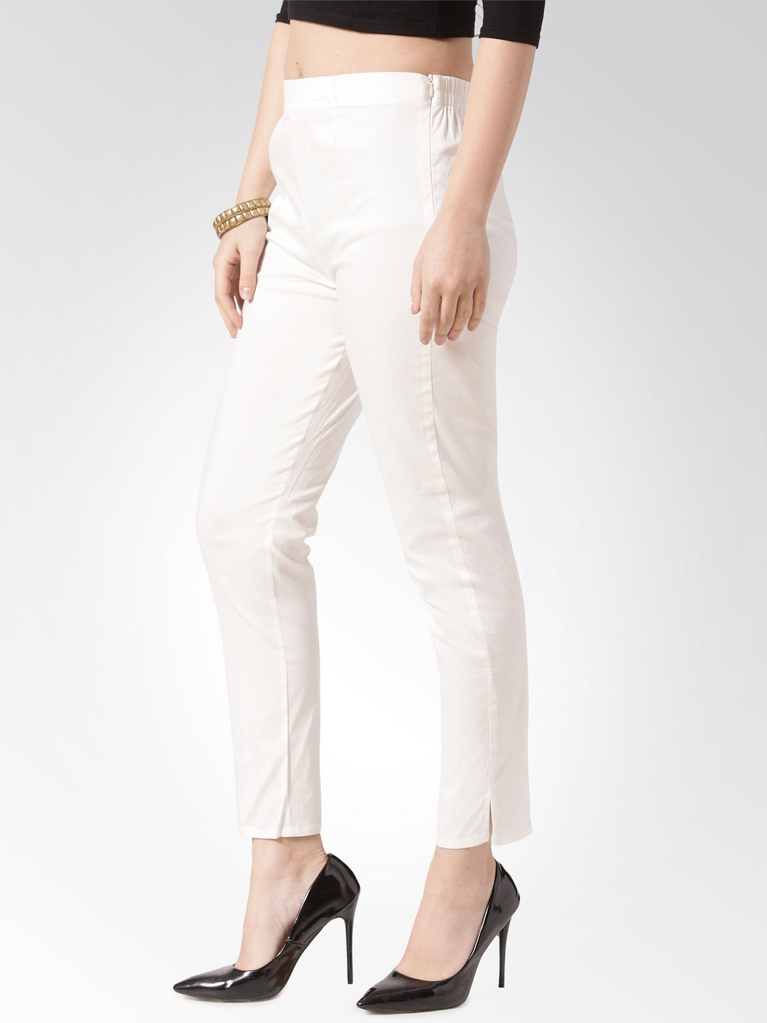 Off-White Slim Fit Trousers - Women's Cotton Designer Pants