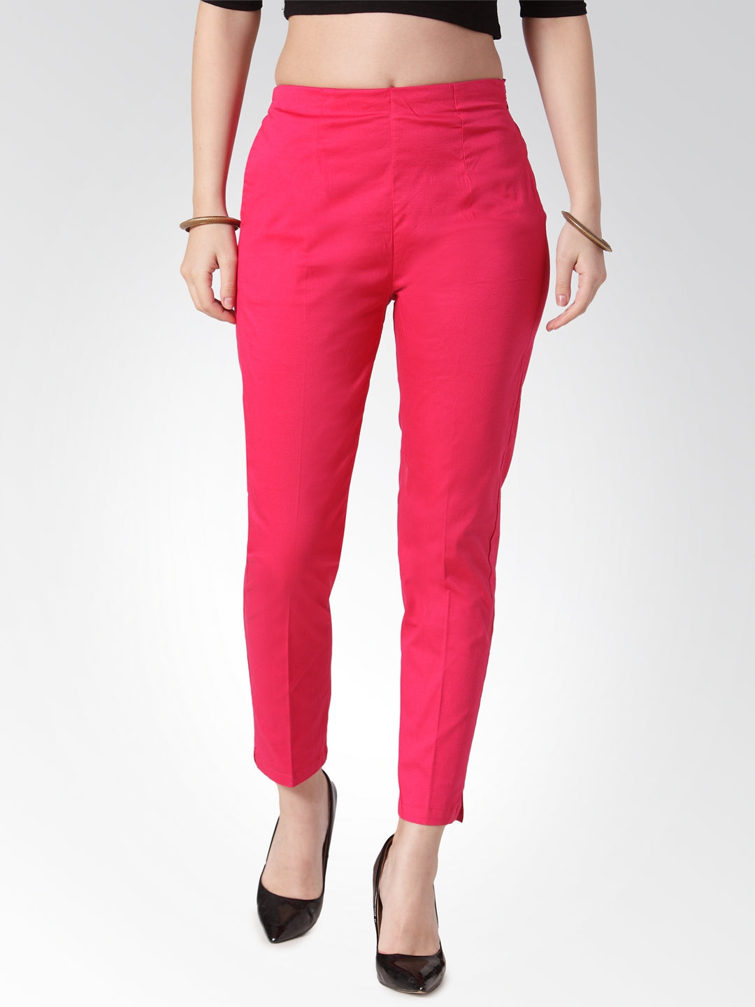 Pink Slim Fit Trousers - Women's Stylish Pencil Pants Online