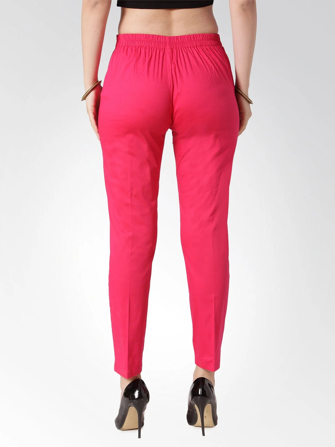 Pink Slim Fit Trousers - Women's Stylish Pencil Pants Online