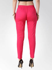 Women Pink Smart Slim Fit Solid Regular Trousers