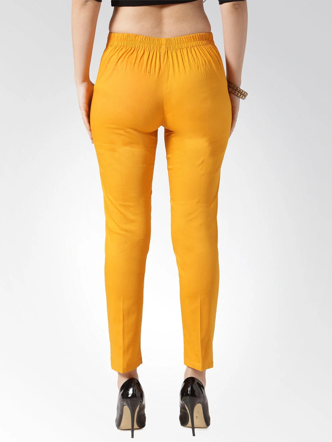 Mustard Slim Fit Trousers - Women's Pencil Pants for Work