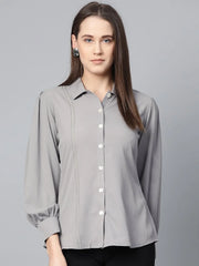 DesiQlo Women Grey Regular Fit Crinkled Effect Casual Shirt ( JOT 7002 Grey )