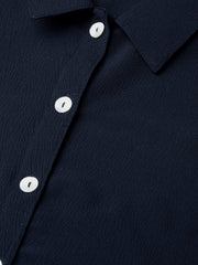 DesiQlo Women Navy Blue Regular Fit Crinkled Effect Casual Shirt ( JOT 7002 Navy )