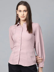 DesiQlo Women Purple Regular Fit Crinkled Effect Casual Shirt ( JOT 7002 Purple )