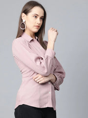 DesiQlo Women Purple Regular Fit Crinkled Effect Casual Shirt ( JOT 7002 Purple )