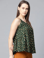 DesiQlo Women Green & Brown Printed A-Line Top ( JOT 7005 Green )