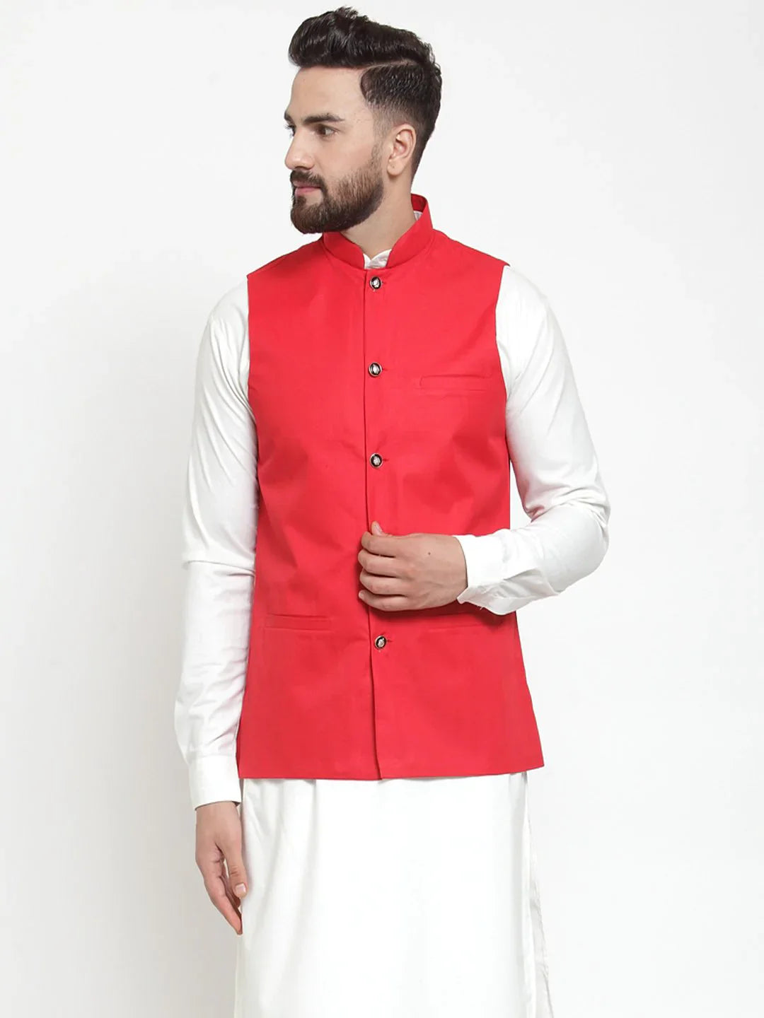 Red Nehru Jacket - Men's Ethnic Wear | Indian Nehru Jackets
