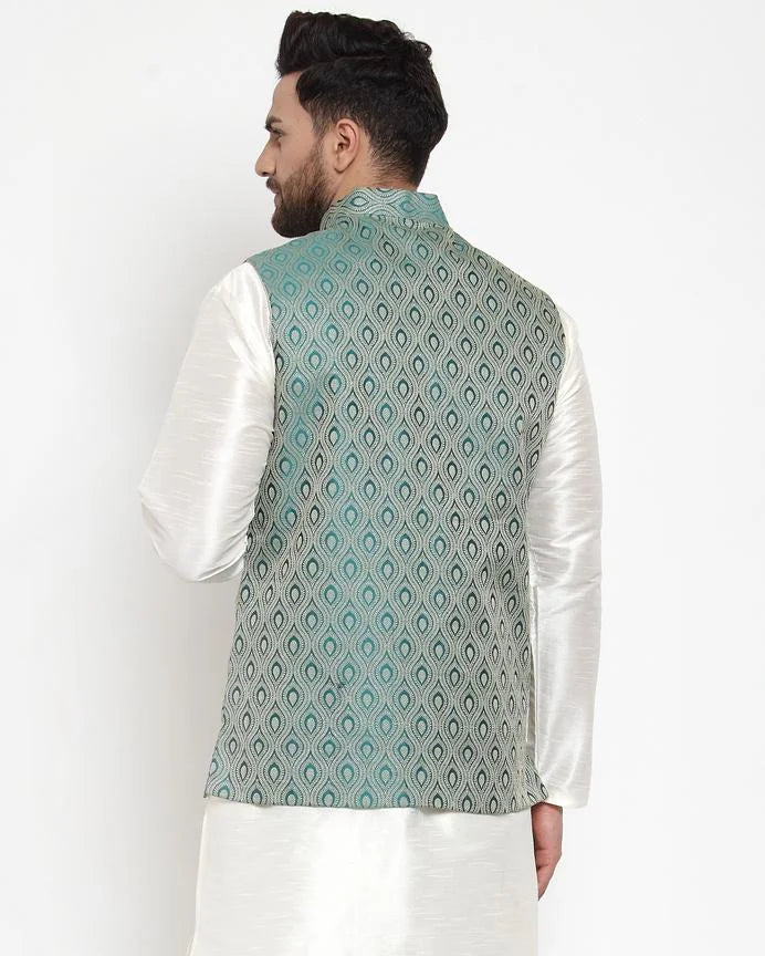 Green Nehru Jacket: Men's Ethnic Wear | Nehru Collar Style