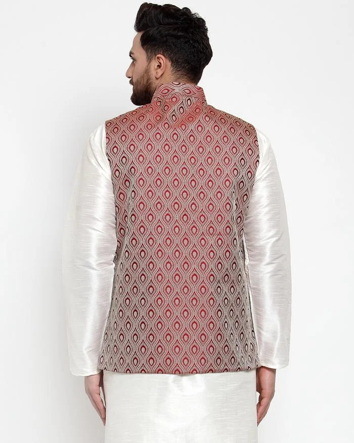 Maroon Cotton Nehru Jacket | Men's Ethnic Wear - Modi Jacket