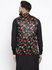 Men's Black Printed Nehru Jacket