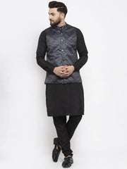 Men's Grey Printed Nehru Jacket