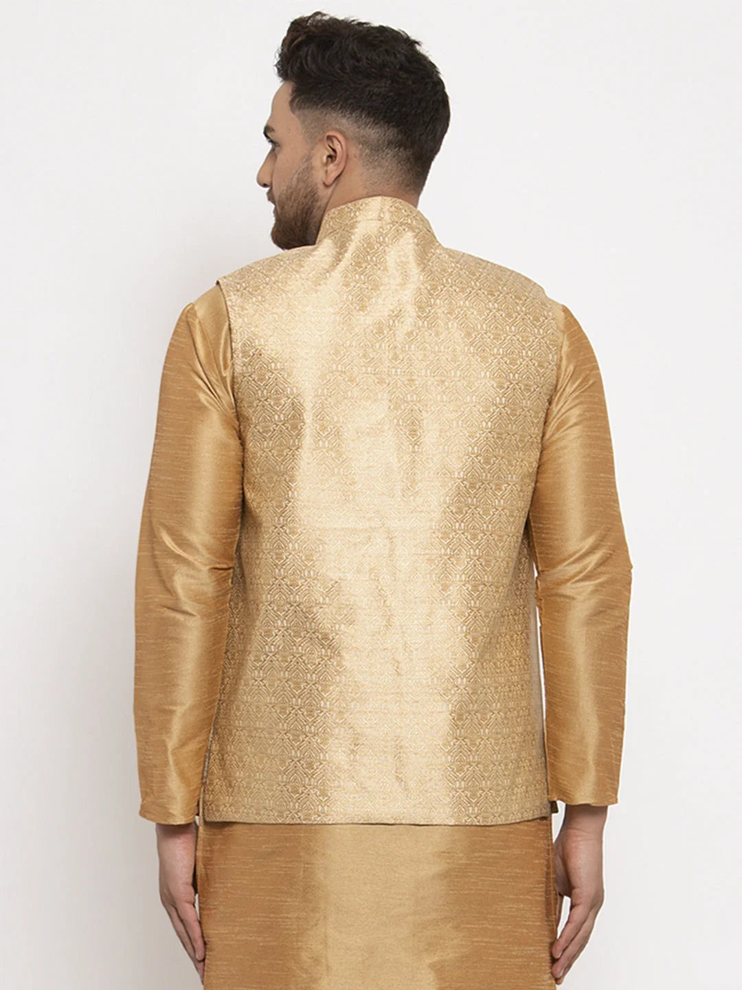 Gold Nehru Jacket - Men's Nehru Jackets for Wedding Occasion