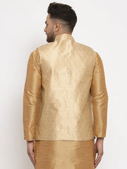 Men's Gold Woven Nehru Jacket