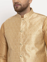 Men's Gold Woven Nehru Jacket