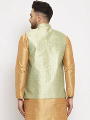 Men's Green Woven Nehru Jacket