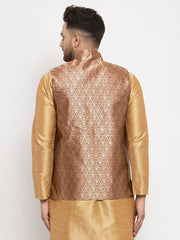 Men's Maroon Woven Nehru Jacket