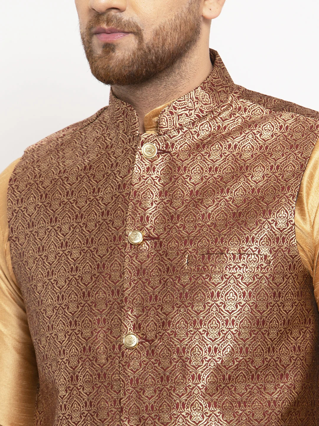 Maroon Nehru Jacket - Silk Modi Jacket for Men's Ethnic Wear