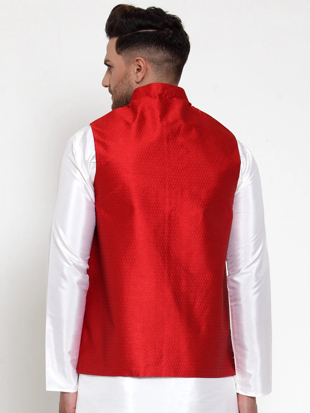 Men's Maroon Nehru Jacket: Woven Cotton, Indian Ethnic Wear