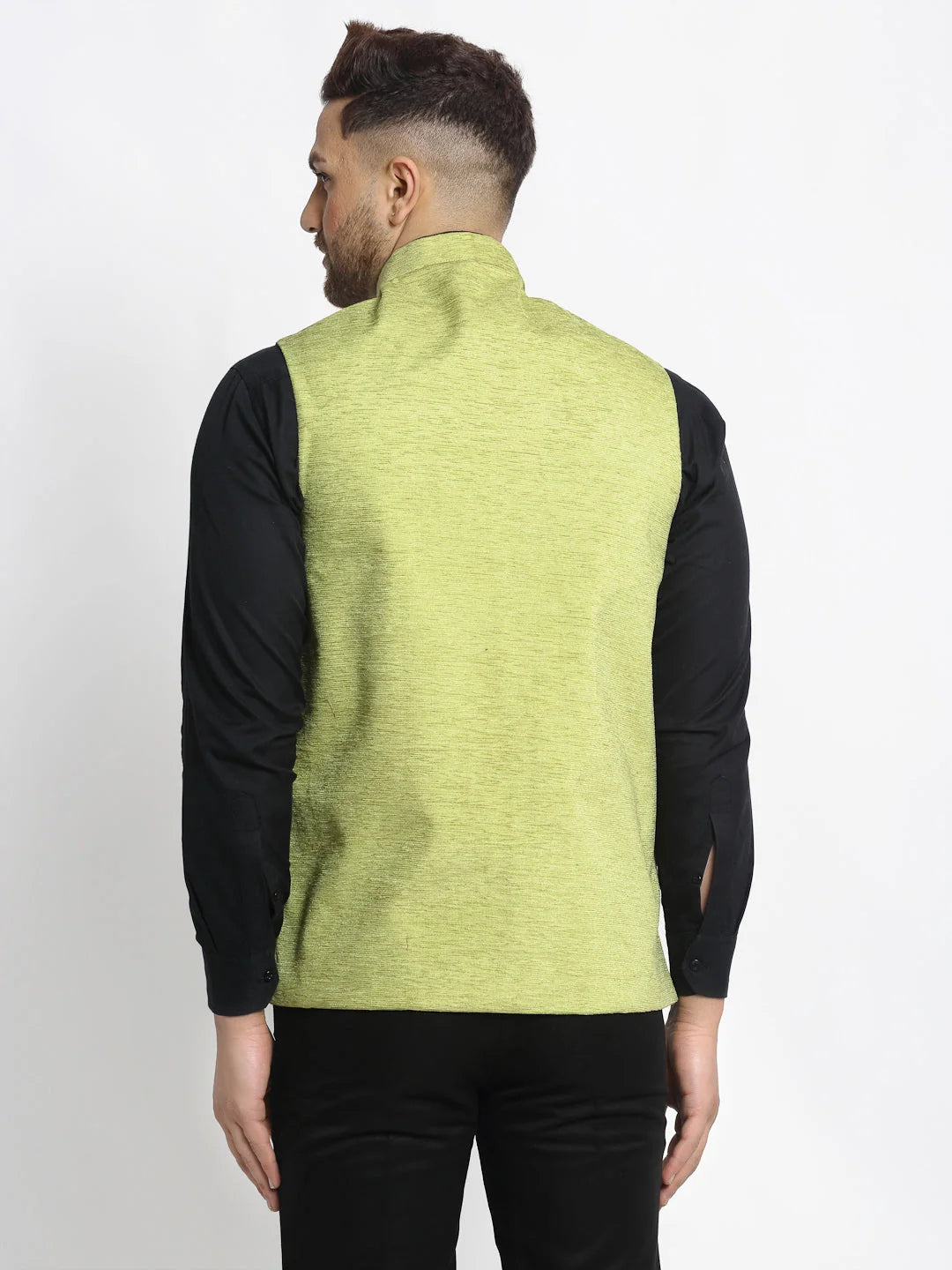 Green Nehru Jacket for Men - Ethnic Nehru Jackets, Cotton Blend