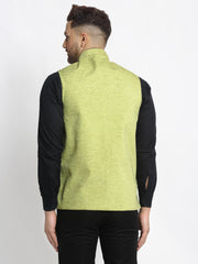 Men's Green Solid Nehru Jacket with Square Pocket