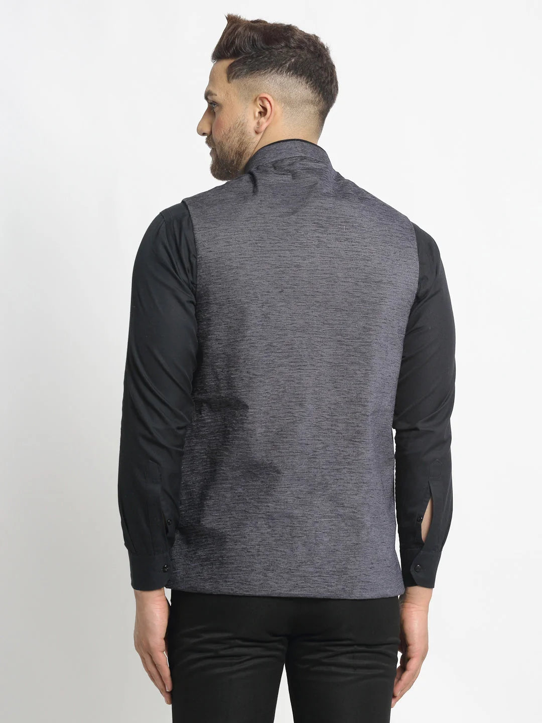 Grey Cotton Nehru Jacket for Men - Modi Jacket, Nehru Collar