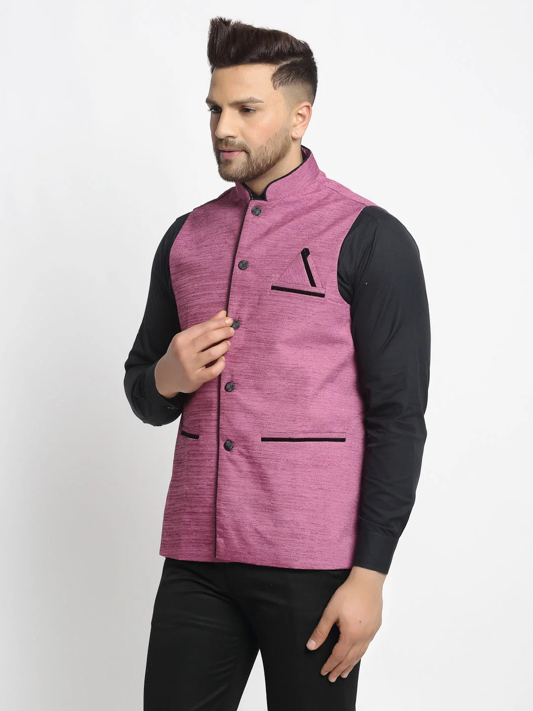 Men's Purple Nehru Jacket - Cotton Blend, Ethnic Wear