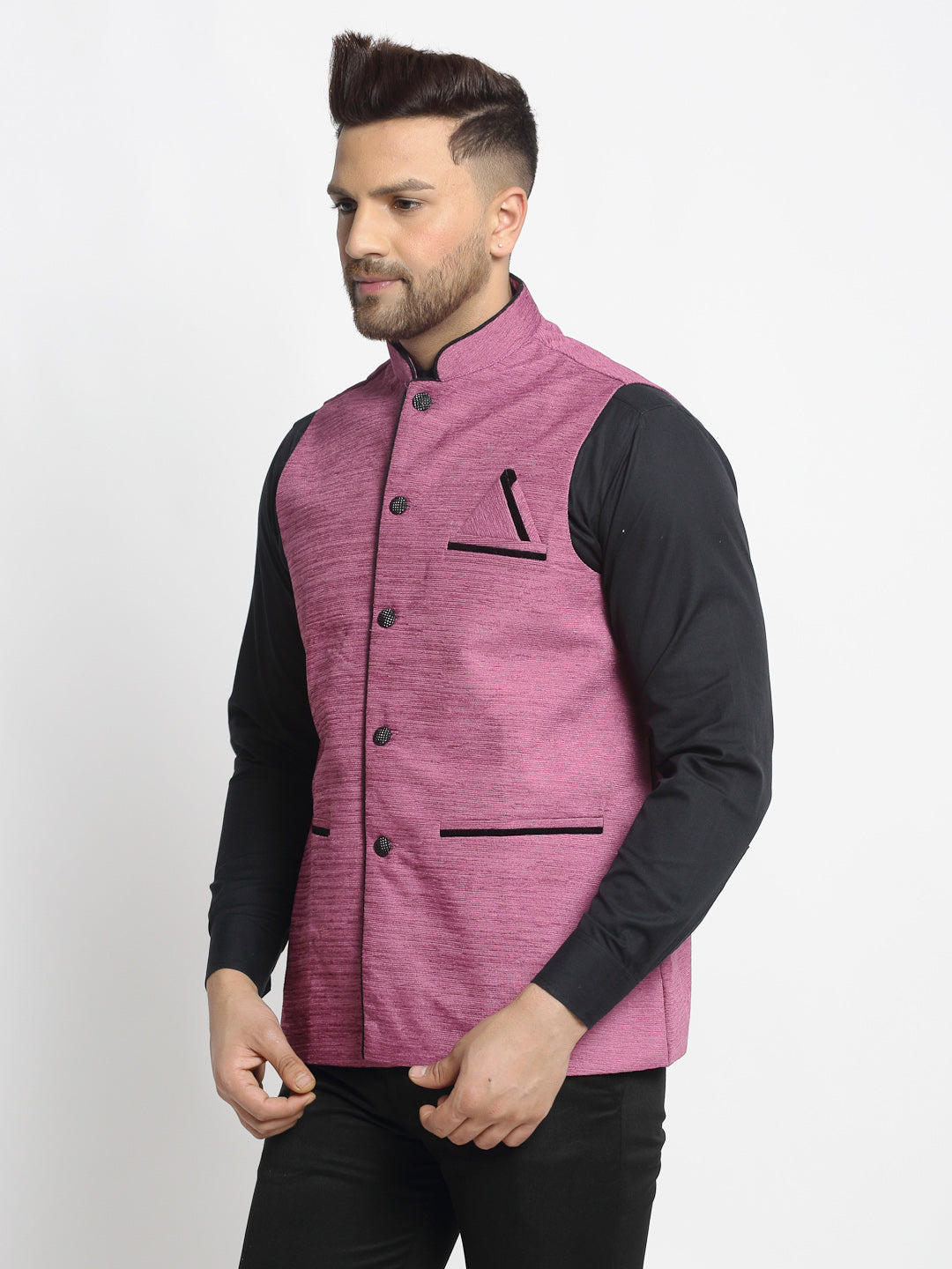 Men's Purple Nehru Jacket - Cotton Blend, Ethnic Wear