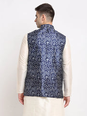 Men's Blue Digital Printed Blue Waistcoat