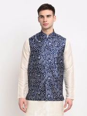 Men's Blue Digital Printed Blue Waistcoat