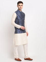 Men's Blue Digital Printed Blue Waistcoat