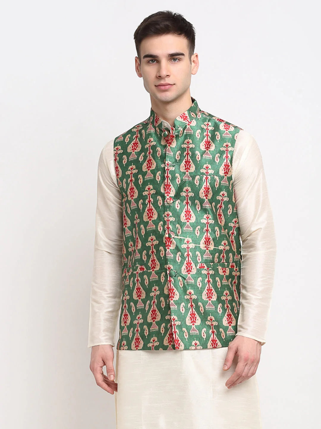 Green Nehru Jacket - Men's Ethnic Nehru Collar Modi Jacket