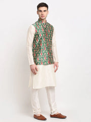 Men's Green Digital Printed Green Waistcoat