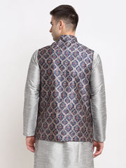 Men's Grey Digital Printed Grey Waistcoat