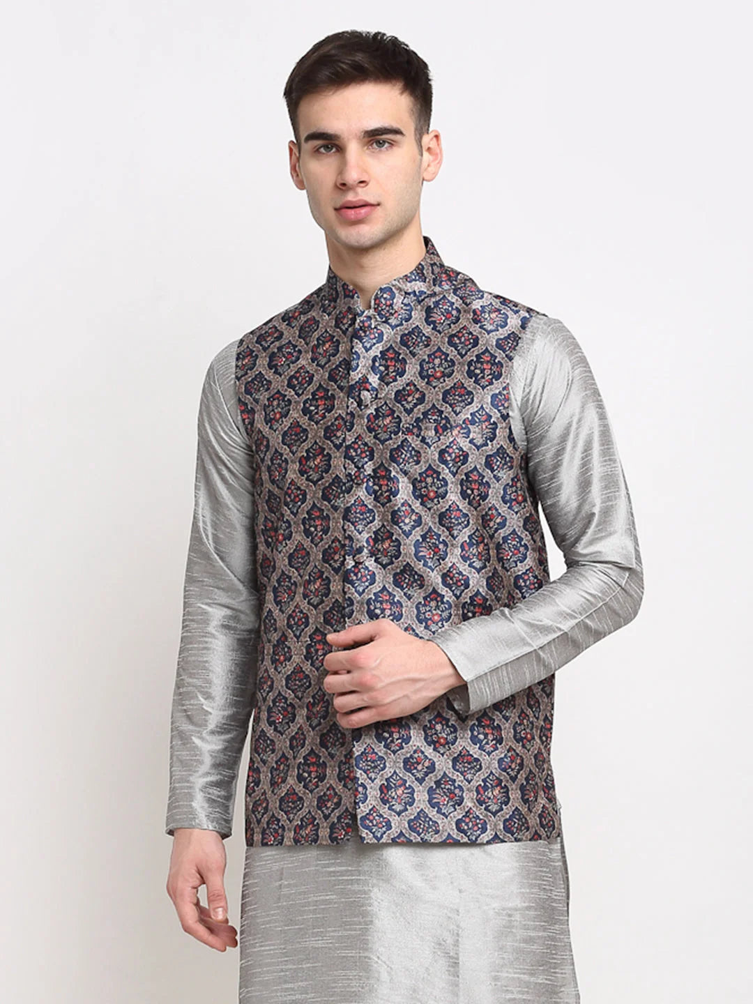 Grey Nehru Jacket for Men - Cotton Modi Jacket | Ethnic Wear