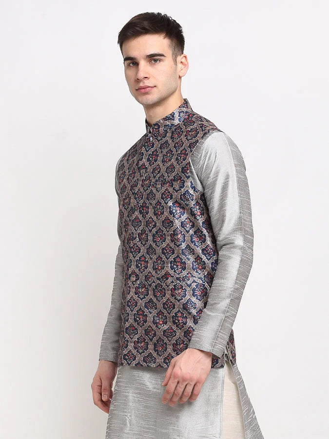 Grey Nehru Jacket for Men - Cotton Modi Jacket | Ethnic Wear