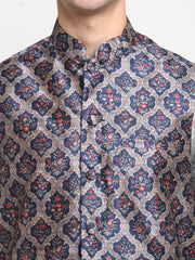 Men's Grey Digital Printed Grey Waistcoat