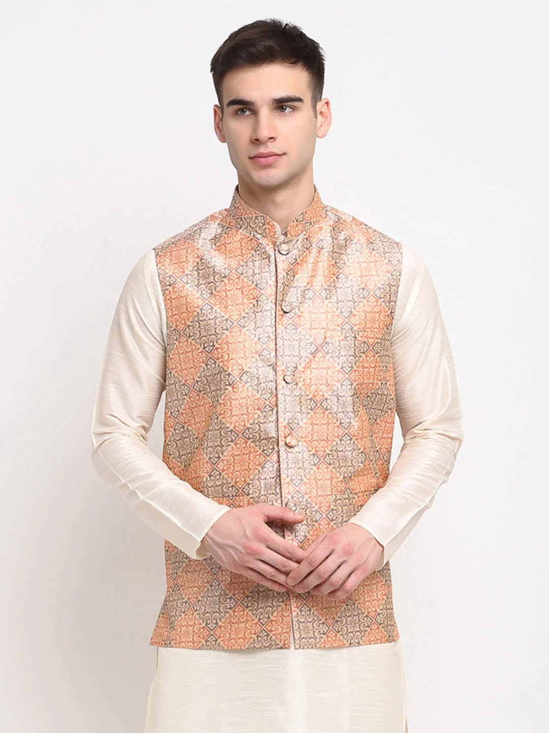Peach-Purple Nehru Jacket - Nehru Collar Modi Jacket Collection